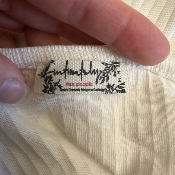 Free People Intimately Ribbed‎ White V-Notch Cami Tank Top Cotton Stretch - Picture 2 of 6